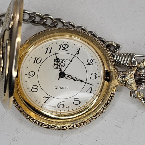 Edison Pocket Watch Quartz Eagle Motif Thailand Movement - Picture 5 of 9